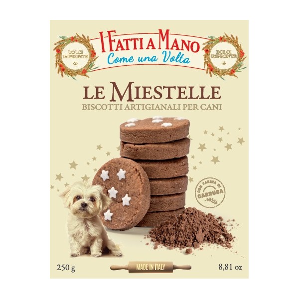 Dolci Impronte – Fatti a Mano – Miestelle - Confezione 6 Scatole Biscotti Frolla con Carruba - 250 gr