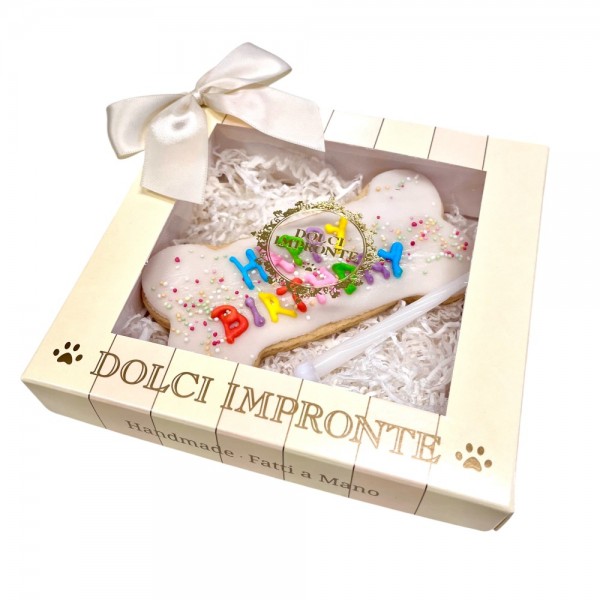 Dolci Impronte - Funny Happy Birthday Bone - Decorato a mano - 95gr