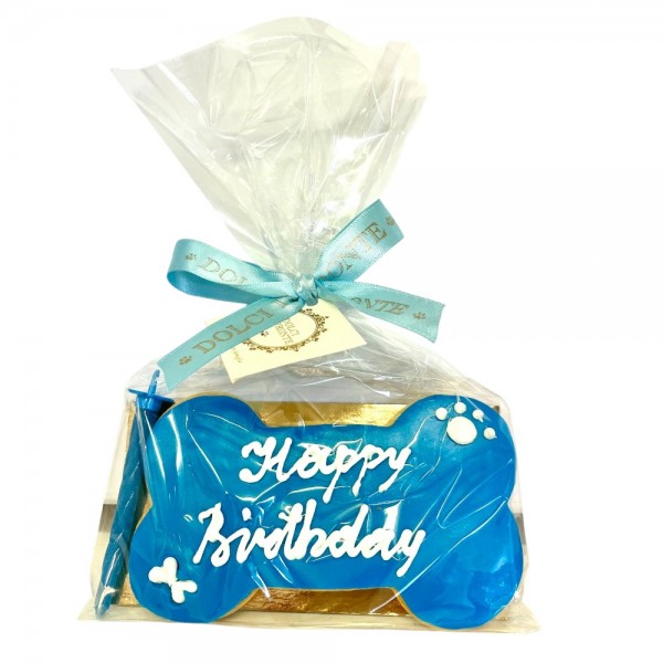 Dolci Impronte - Birthday Bone Blu- 85 gr – Biscotto in Pasta Frolla  Fatto a Mano