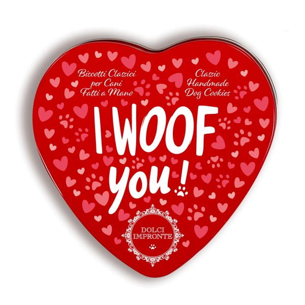 Dolci Impronte – I WOOF YOU! 80g - Biscotti in pasta frolla fatti a mano- Confezione 3 Scatole Latta