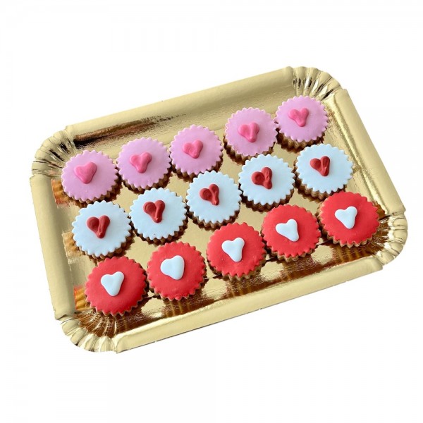 Dolci Impronte - Vassoio 15 cupcakes  con Cuore Decorati a Mano - 260gr