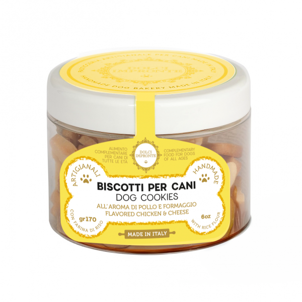 Dolci Impronte - Gluten Free - Biscuits with Rice Flour - Chicken and Cheese Flavored - Jar 170g